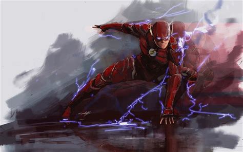 Download wallpapers Flash, lightning, art, superheroes, The Flash for desktop free. Pictures for ...