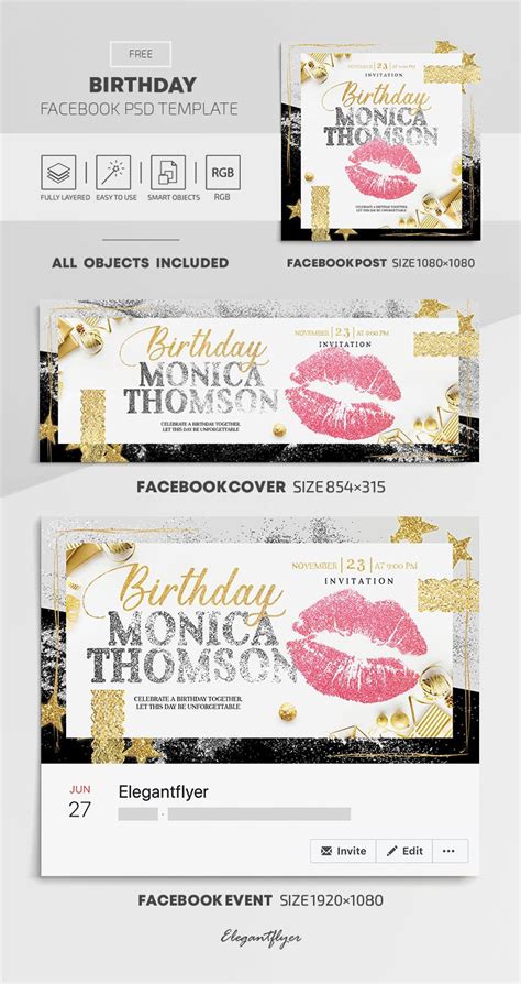 Birthday - Free Facebook Cover Template in PSD + Post + Event cover - 10028801 | by ElegantFlyer