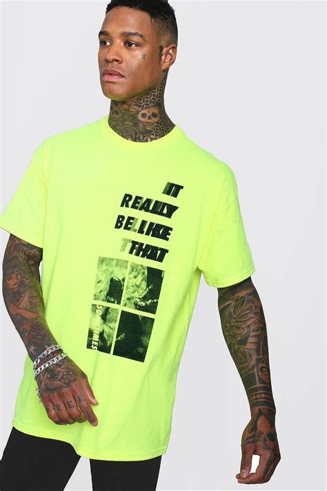 Men's Oversized Neon Gradient Design T-Shirt | Boohoo UK | Aesthetic shirts, Streetwear tshirt ...