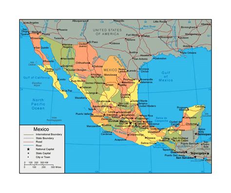 Political and administrative map of Mexico with roads, railroads, rivers and cities | Mexico ...