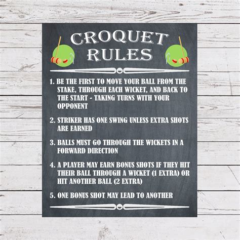 Croquet Rules Instructions Yard Games Croquet Sign Outdoor - Etsy