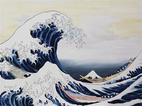 Mount Fuji Seen Below A Great Wave Off Kanagawa Painting by Daniel Johnstone