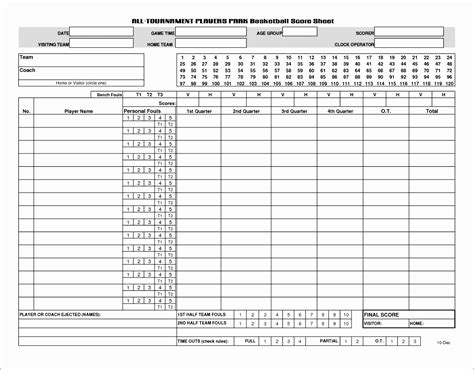 Free Basketball Stat Sheet Template Excel - Printable Templates