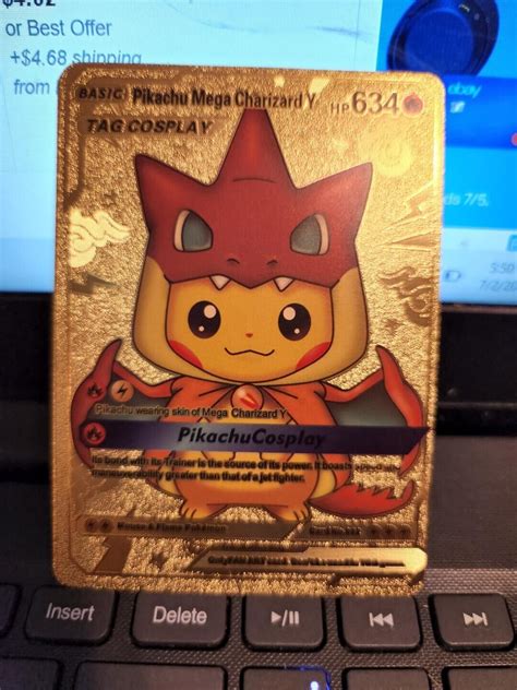 Mavin | Pikachu Mega Charizard Gold Foil Cosplay Pokemon Card