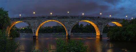 Stone Arch Bridge at night | MNopedia