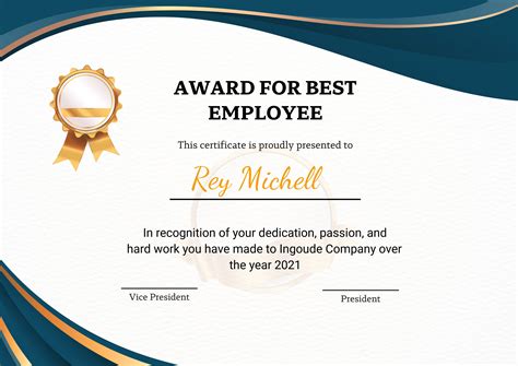 Employee Of The Year Certificate