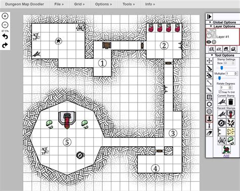 [OC] Dungeon Map Doodler, a free to use online map drawing tool (link in comments) : r/DnD