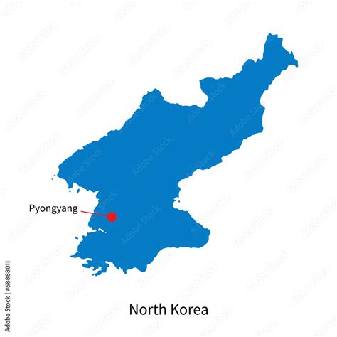 Detailed vector map of North Korea and capital city Pyongyang Stock ...