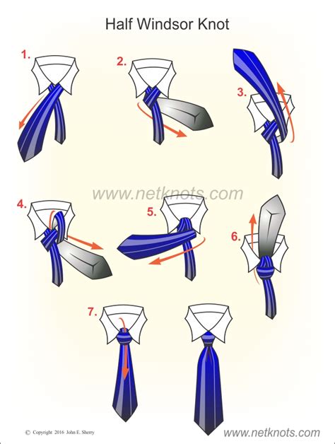 Half Windsor Knot animated, illustrated and described | Netknots