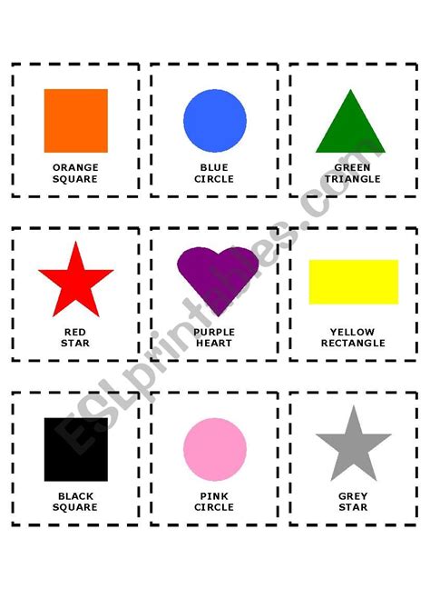 Memory Game: Colours and Shapes - ESL worksheet by Alusia13