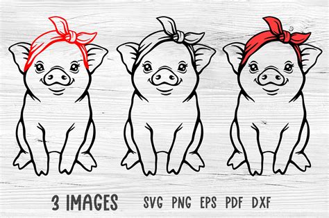 Pig with bandana svg Pig svg Farm animals svg Farmhouse svg cut files By Green Wolf Art ...