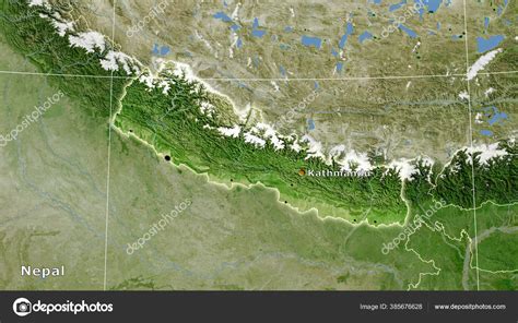 Nepal Area Satellite Map Stereographic Projection Main Composition Stock Photo by ©Yarr65 385676628