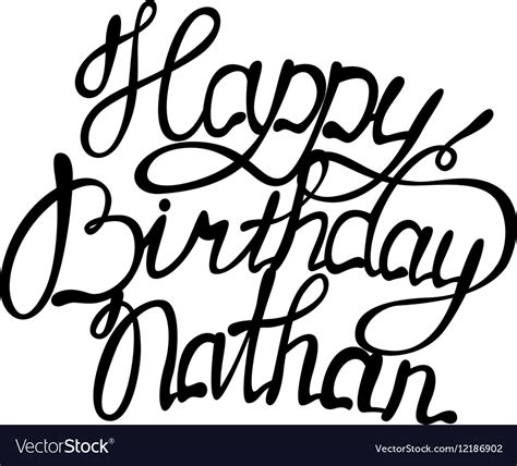 Happy birthday nathan name lettering Royalty Free Vector