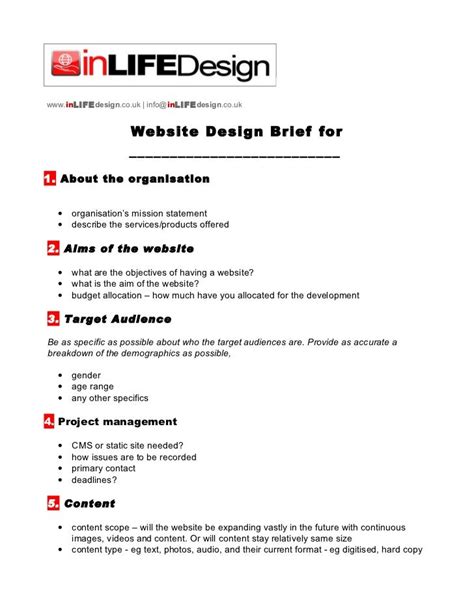 Web design brief template