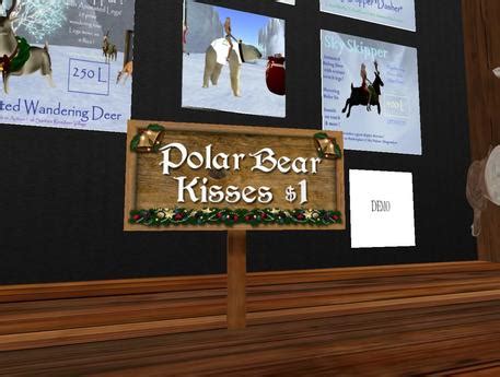 Second Life Marketplace - Wooden Sign "POLAR BEAR KISSES"