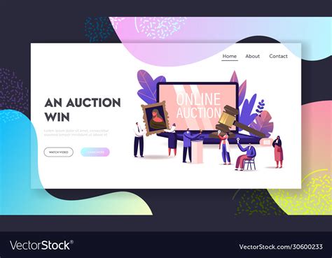 Online auction landing page template auctioneer Vector Image