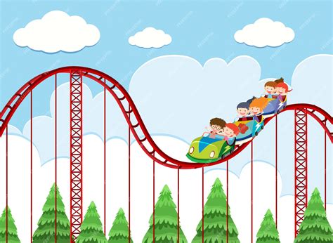 Una montaña rusa en el parque temático | Vector Premium