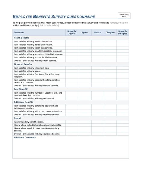 Free Questionnaire Form Template