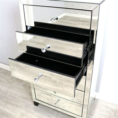 Classic Mirror 6 Drawer Mirrored Glass Tallboy Chest Of Drawers | Picture Perfect Home