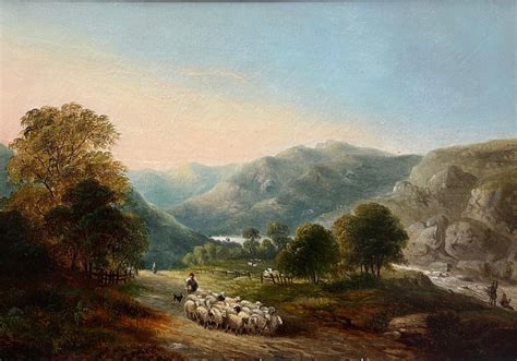 Irish Victorian - 19th Century Irish Oil Painting Shepherd and Sheep in ...