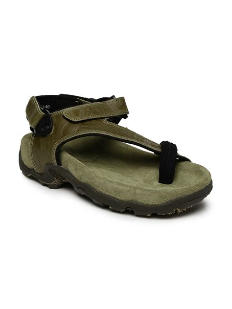 Woodland Men Olive Green Leather Sandals | ubicaciondepersonas.cdmx.gob.mx