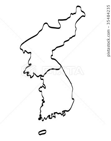 North and South Korea map outline freehand draw - Stock Illustration ...