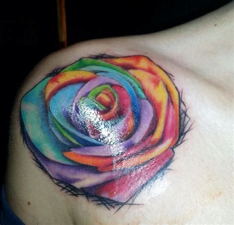 My rainbow rose tattoo that I got today :) | Rainbow tattoos, Unique tattoos, Tattoos