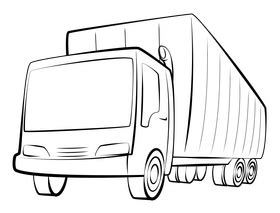 Box truck outline black and white clipart