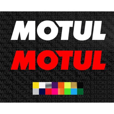 Motul text logo stickers in custom colors and sizes