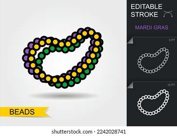 Mardi Gras Beads Outline Icon Editable Stock Vector (Royalty Free ...