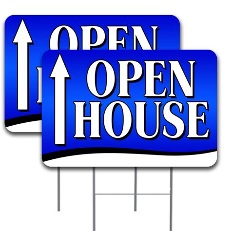 2 Pack Open House (Up Arrow) Yard Sign 16" x 24" - Double-Sided Print, with Metal Stakes ...