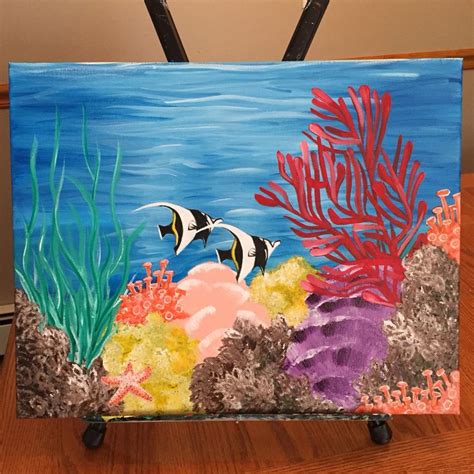 Ocean floor, coral reefs and fish acrylic painting, so colorful and fun! | paintings in 2019 ...