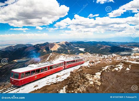 Pikes Peak Cog Railway Red Train Editorial Stock Image - Image of ...