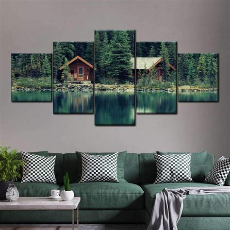 Lake House Multi Panel Canvas Wall Art will refresh your mind and soul whenever you stop and ...