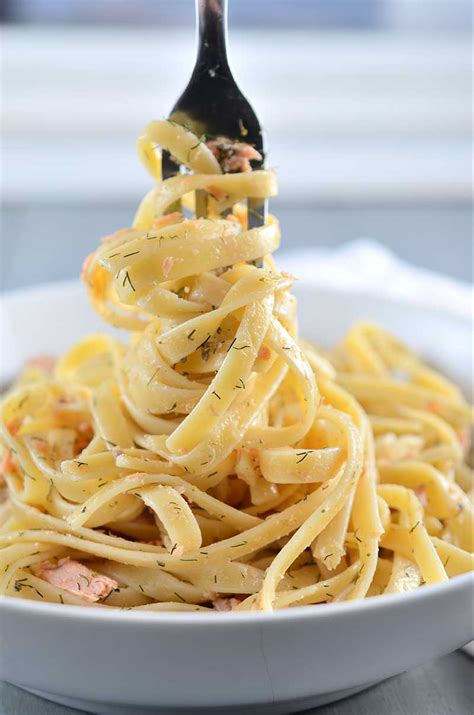 Creamy Dill Salmon Fettuccine - Life's Ambrosia