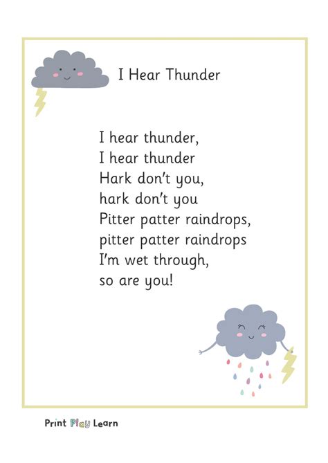 I Hear Thunder Rhyme - Printable Teaching Resources - Print Play Learn ...