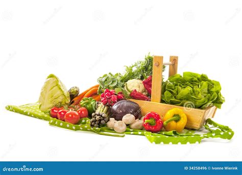 Harvest Basket Fresh Vegetables Stock Photo - Image of dotted, cauliflowers: 34258496