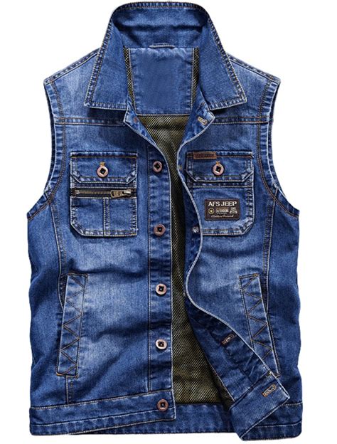 Men's Sleeveless Denim Vest Casual Slim Fit Button Down Jeans Vests ...