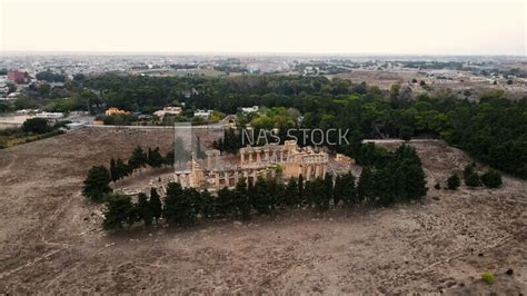 drone footage of the Temple of Zeus, Cyrene, Libya, history of Libya ...