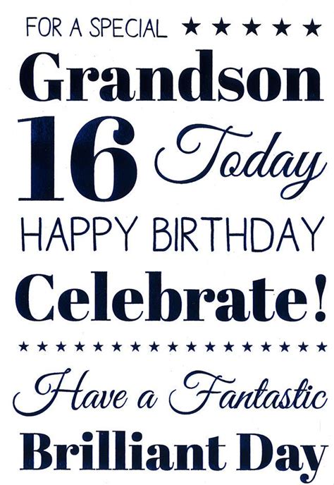 ICG Grandson 16th Birthday Card - Dark Blue Text, Triangles & Tiny Stars 9" x 6" 5034695726100 ...