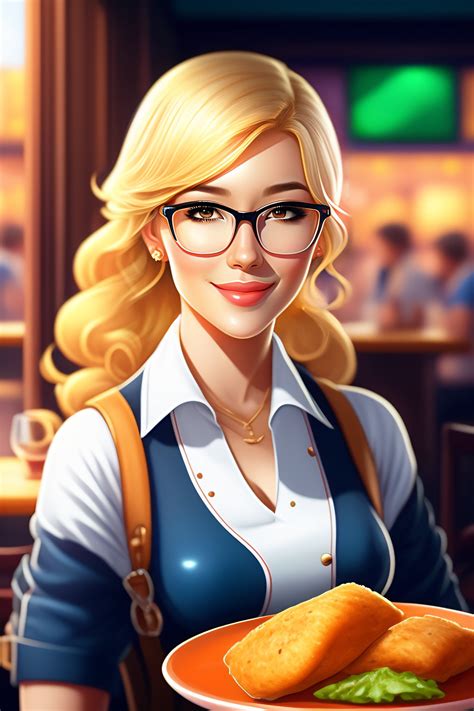 Lexica - A blonde girl with glasses leaning forward, anime style ...