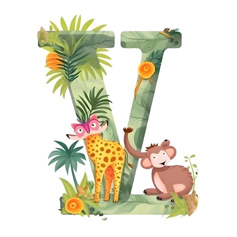 Premium Photo | Font design for uppercase letter Y with jungle animals ...