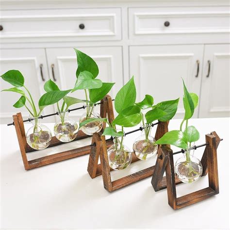 Glass Hydroponics Table Planter Stand – Howowoh in 2021 | Terrarium decor, Planter table, Rustic ...