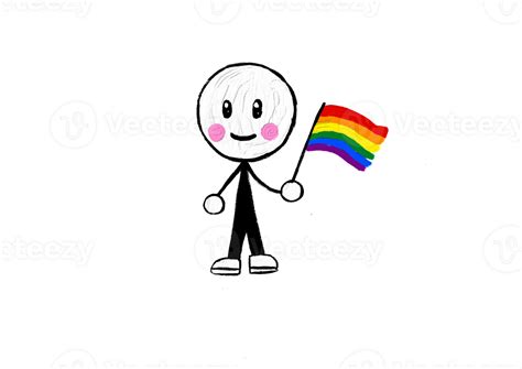 Cute boy hold rainbow flags with oil paint brush style watercolor background.LGBT Pride month ...