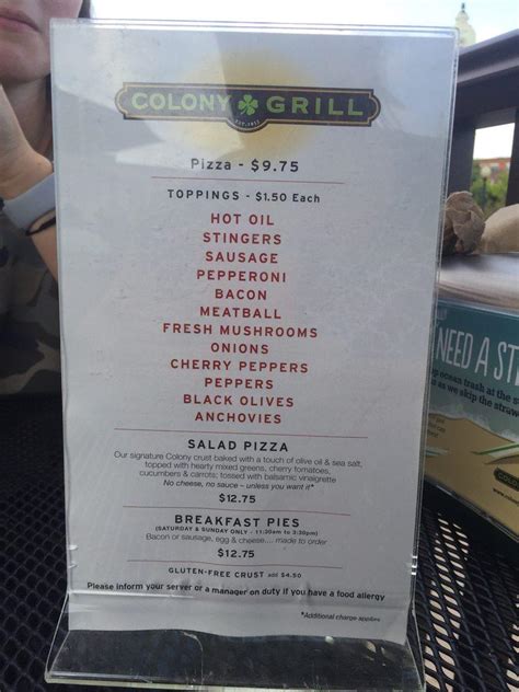 Menu at Colony Grill pizzeria, Port Chester