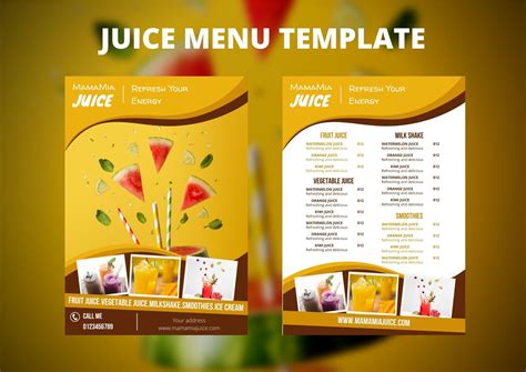 Juice Poster Design, Self-edited Menu Template, Juice Shop/ Bar Menu ...