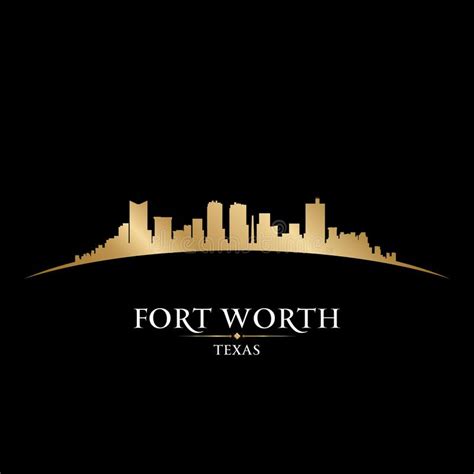 Fort Worth Texas City Skyline Silhouette Black Background Stock Vector - Illustration of fort ...