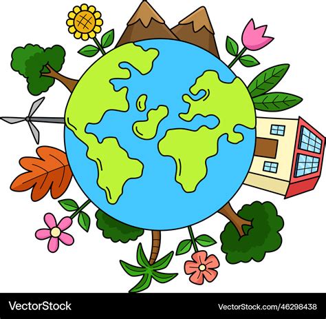 Love earth cartoon colored clipart Royalty Free Vector Image