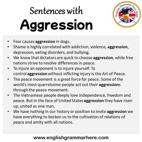 Sentences with Aggression, Aggression in a Sentence in English ...