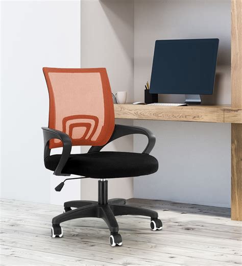 Buy Elegant Adjustable Ergonomic Chair in Orange Colour by Workspace by AZAZO Online - Mid Back ...